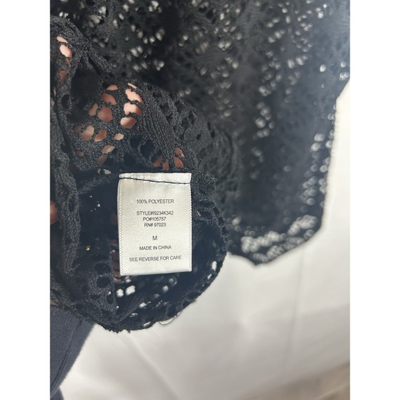 Y2K Crochet Open Knit Fairy Grunge Babydoll Top Tunic Size M Black Whimsigoth - Picture 5 of 8